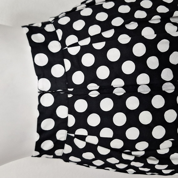 Black & White Retro Polka Dot Pleated Pin Up Style A-Line Skirt Pockets Size M - Picture 7 of 12